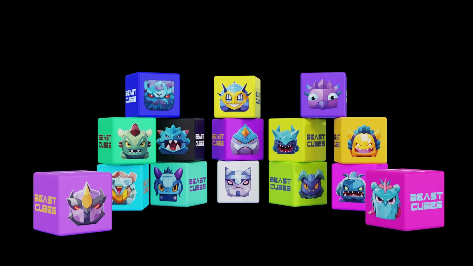 Beast Cubes stacked together in a pyramid arrangement